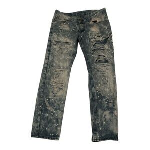 GS-115 Bleach Spattered Distressed Y2K Look Mens Size 32 Jeans H4